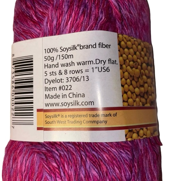 South West Trading Company PURE Soy Silk Worsted Yarn SWTC #22 Pink Purple SWTC - Picture 4 of 4